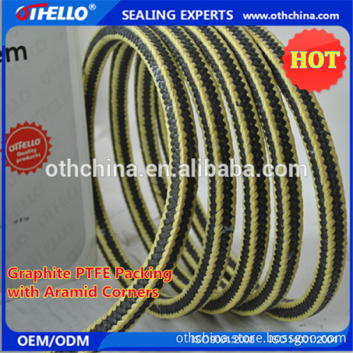 PTFE graphite braided packing with aramid corner/compression packing
